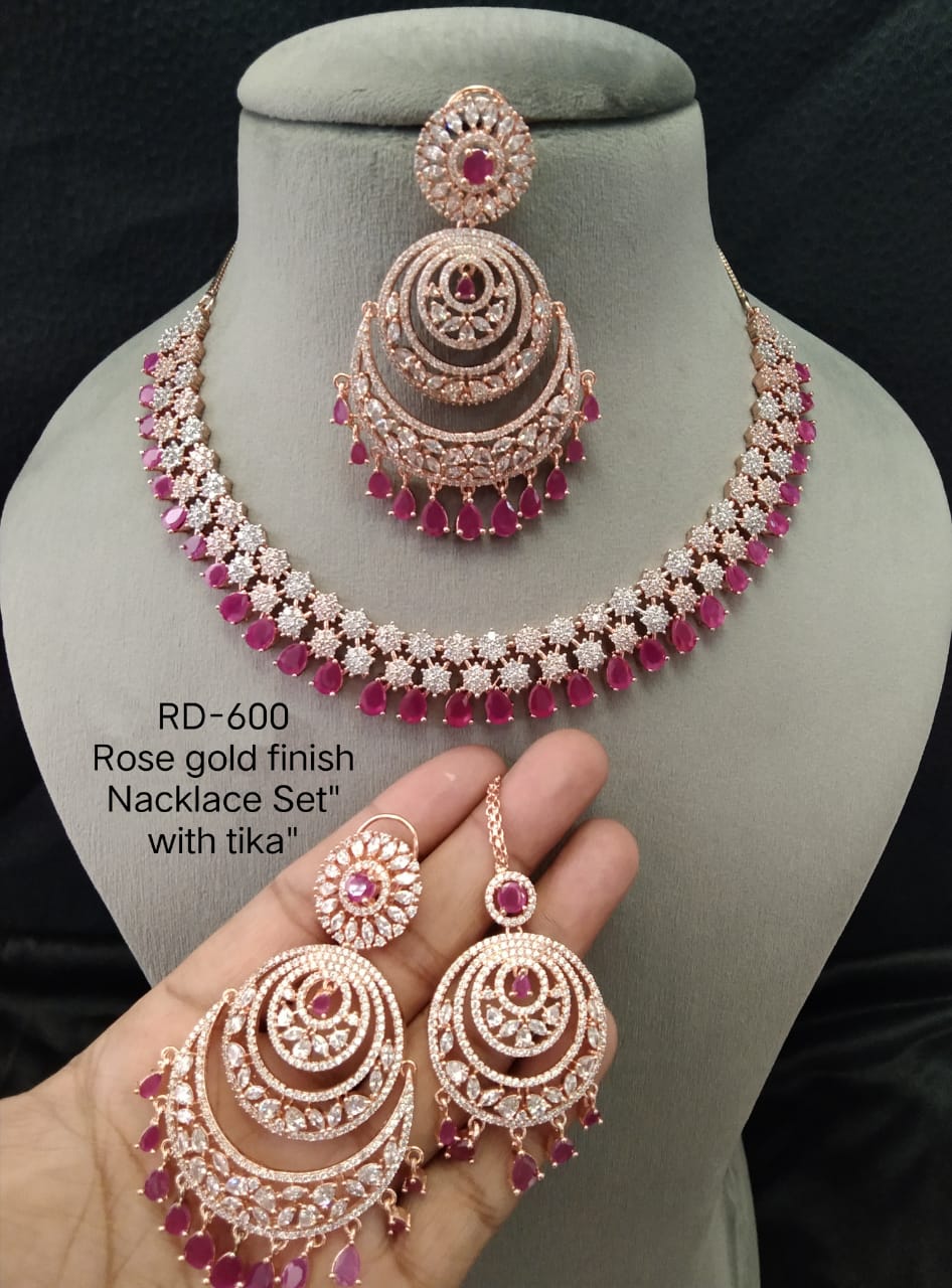 Antique Finish 1St Premium Quality Ruby Short Necklace Set